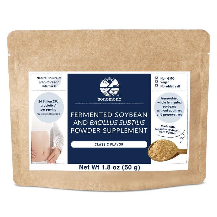 sonomono Natto Powder Classic, Fermented Soybean Powder for Gut Health, Natural Freeze-Dried Japanese, High in Probiotics, Vitamin K, Nattokinase, 50 g Bag