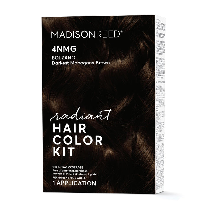 Madison Reed Radiant Hair Color Kit, Darkest Mahogany Brown for 100% Gray Coverage, Ammonia-Free, 4NMG Bolzano Brown, Permanent Hair Dye, Pack of 1