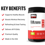 Force Factor Essential Amino Acids, Full Spectrum EAAs Amino Acids Powder, Amino Acids Supplement for Women and Men to Support Healthy Muscle and Workout Recovery, Cherry Limeade, 30 Servings