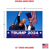 Factory Crafts Made In USA, Not China | Trump 2024 Yard Sign | Take America Back | Iconic Photo | Outdoor Decoration 16" x 12" Double Sided Print with H-Stake