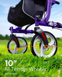 HEAO Rollator Walker with Seat, Folding Rollator Walker with Extra Cup Holder & 10" Wheels,Padded Backrest, Lightweight Mobility Walking Aid for Seniors, Purple