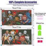 OFRKE 2 Pack Halloween Diamond Painting Kits for Adults,5D Full Round Diamond Halloween Clown Diamond Art Kit, Large Dots Diamond Painting for Beginners, DIY Beads for Home Wall Decor (28X16inch)