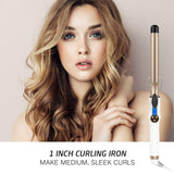 Hoson 1 Inch Curling Iron Professional Ceramic Tourmaline Coating Barrel Hair Curler, LCD Display with 9 Heat Setting(225°F to 450°F for All Hair Types, Glove Include)