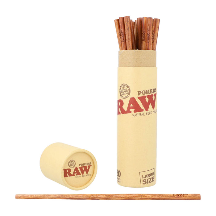 RAW Large Natural Wood Pokers | Pack, Push, and Roll | 8.75'' x .25'' Each Poking Stick | 20 Pack