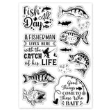 GLOBLELAND Fish Background Clear Stamps Fishing Decorative Clear Stamps Silicone Stamps for Crafting Paper DIY Scrapbooking Decor Clear Stamps and Dies for Card Making