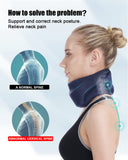 BLABOK Neck Brace for Sleeping - Cervical Collar Relief Neck Pain and Neck Support Soft Foam Wraps Keep Vertebrae Stable for Relief of Cervical Spine Pressure for Women & Men Blue(15.8-18.1 inch)