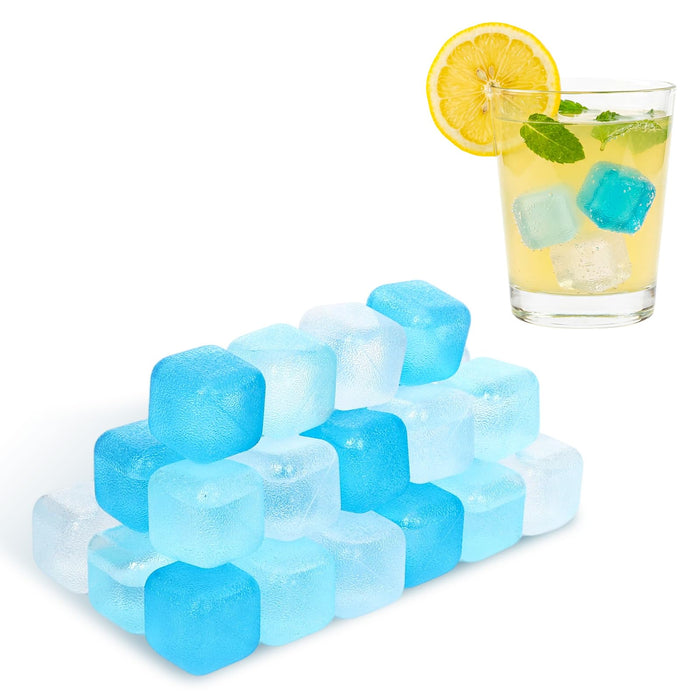 90PCS Reusable Ice Cubes for Drinks without Diluting, BPA-Free Refreezable Plastic Fake Ice Cubes for Whiskey, Cocktails, Wine, Coffee & Home Parties