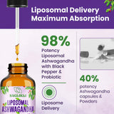 Saglikli Liposomal Ashwagandha Liquid Drops 2000mg, Ashwagandha Root Extract Supplement (7% Withanolides) with Black Pepper Extract & Probiotics for Focus, Cognition & Energy - 4 FL.OZ (2 Bottle)