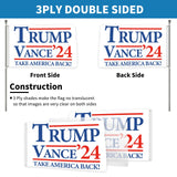 Probsin Trump Vance 2024 Flag 3x5 Ft Double Sided Trump Vance'24 Take America Back Flag Banner Party Supplies Home Decor Hanging Poster for College Room Man Cave Welcome Photo Backdrop (White)