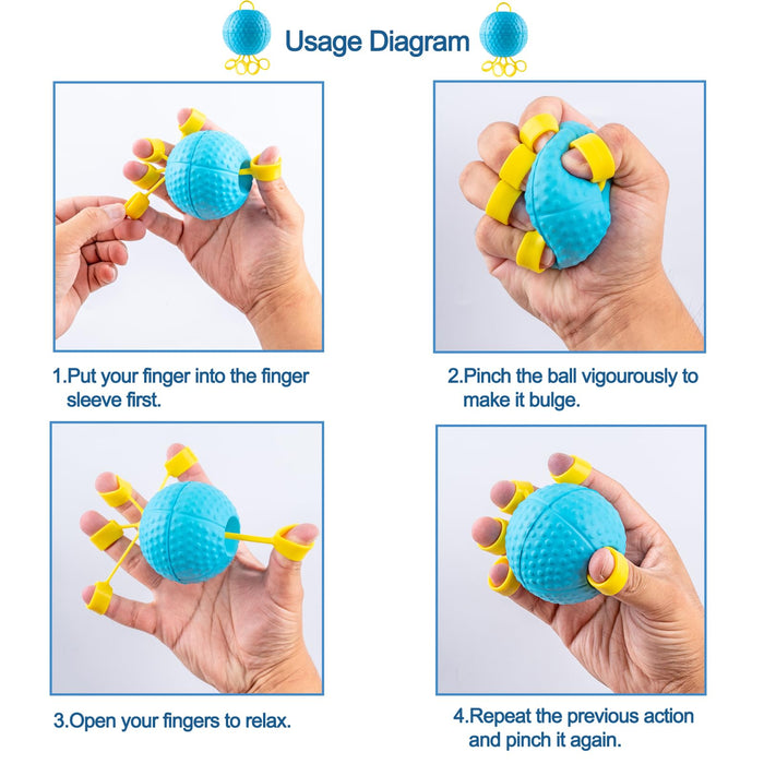 Wefaner Finger Strengthener, Therapy Hand Ball,Finger Exerciser Ball, Finger Stretching and Rehabilitation Training for The Elderly,6 Piece Set.