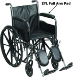 Padded Universal Vinyl Arm Pads Compatible with Most Invacare, Medline, Drive, E&J, Guardian, Lumex, Tuffcare, ALCO & Other Manual Wheelchairs Pack of Two (Full Arms)