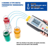 Digital Thermocouple Thermometer HT-9815 4-channels K-type Thermocouples 4 Measurement Mode with LCD Screen Inserted Probe Sensor Battery Included Conversion Digital Thermometers