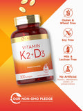 Carlyle Vitamin K2 and D3 Supplement | 300 Softgels | 200mcg K2 MK7 & 250mcg D3 | Non-GMO, Gluten Free