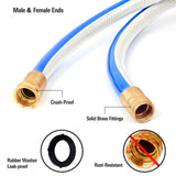 SOLUTION4PATIO Homes Garden Hose Short 3/4 in. ft. Water Hose Blue Lead-in Hose Male/Female High Water Pressure