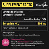 Berberine Supplement 1200mg Berberine HCL - High Bioavailability Microbeadlet Complex-AMPK Activator Support Cardiovasular Health for Women Men 90 Vegan Capsules