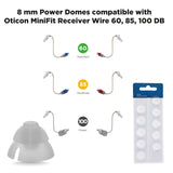 Oticon 8mm POWER MiniFit domes (2 Packs-20 domes) by Oticon