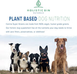 Canine Super Greens by Holistic Bin | Vegan Dog Nutritional Supplement with Marine Phytoplankton, Spirulina, Chlorella, & Fermented Barley Grass | Organic Skin and Coat Support (50 Grams)