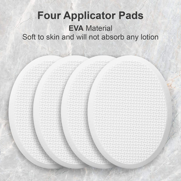 AmazerBath Lotion Applicator for Back, Feet, 4 Replaceable Pads with 1 Long Handled, Back Sunscreen Applicator for Kids, Elderly, Women, Apply Cream Medicine Skin Cream Moisturizer Tanner, White