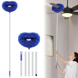 Max 66'' Ceiling Fan Cleaner Duster Reusable Microfiber Ceiling Fan Blade Cleaner Removable Duster with Extension Pole for Cleaning Walls Bookshelves Furniture Door Window Top, Jewel Blue, 1 Pack