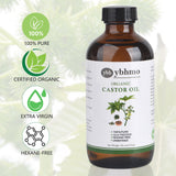 YBHMO Organic Castor Oil Cold Pressed Glass Bottle (8fl.oz/237ml), Castor Oil Pack Wrap Organic Cotton for Liver Wastes Release, Inflammation and Relieve Pain