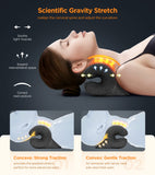 3s Heated Neck Stretcher for Pain Relief, Magnetic Therapy Case/Graphene Heating Pad, Cervical Traction Pillow Device No Smell, and Shoulder Relaxer TMJ Migraine Spine Alignment