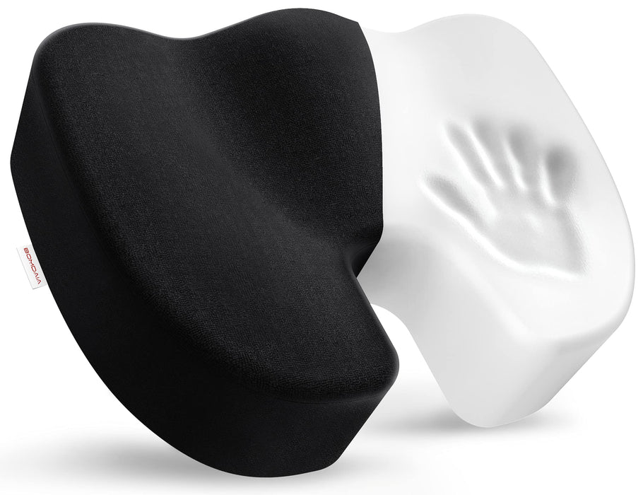 Bomdaia Seat Cushion Pillow for Office Chair, Desk Chair Car Cushion Pad for Tailbone Pain, Memory Foam Coccyx Seat Cushion for Sciatica, Back Pain Relief (Black)