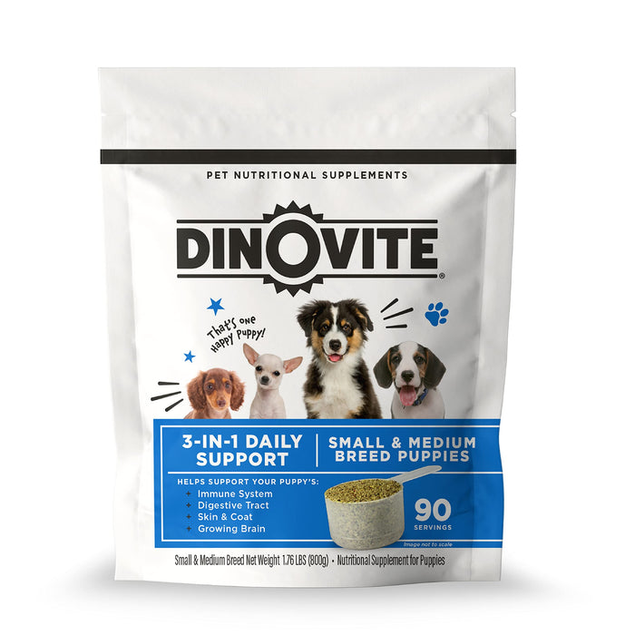 Dinovite Puppy Probiotic – Support Digestive & Gut Health, Promotes Growing Healthy Skin & Coat with Essential Omega 3 Fatty Acids for Puppies, 90-Day Supply