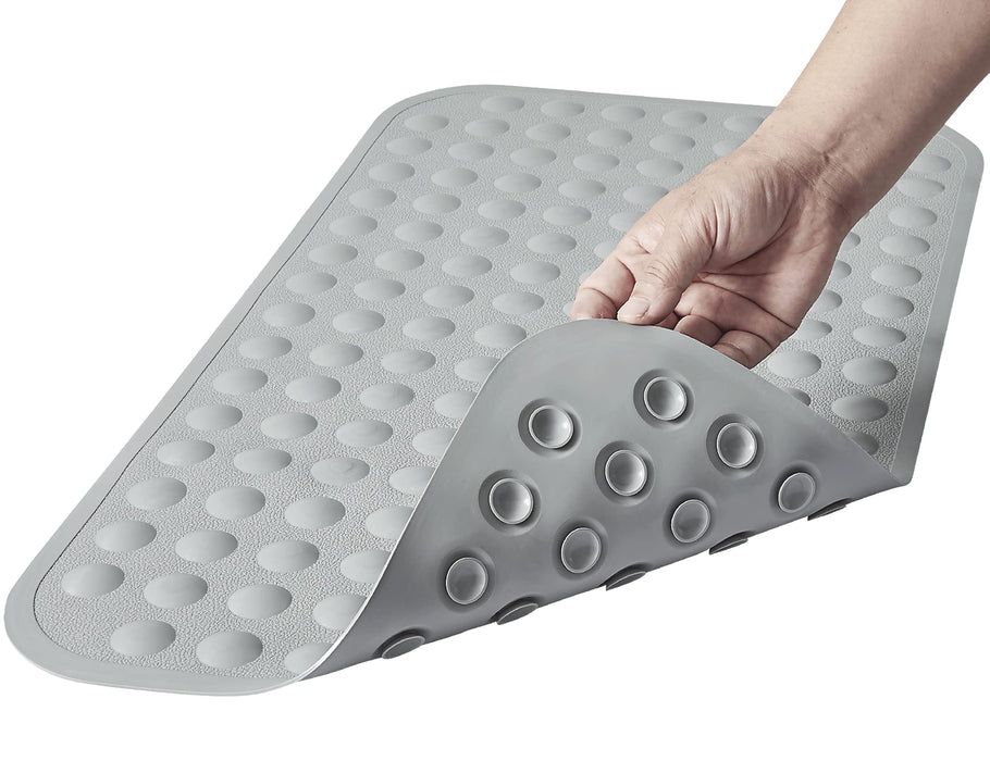 Yanzifly Bathtub Mat Non Slip Bath Mat for Tub Silicone Soft & Safe, Bath Tub Mat Non Slip Shower Mats, Suction Cups Bath Tub Anti Slip Matt for Kids Elderly Non Toxic, Machine Washable-Grey