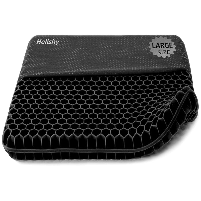 Extra Large Gel Seat Cushion, 17x17inch Double Thick Egg Gel Cushion for Pressure Pain Relief, Breathable Wheelchair Cushion Chair Pads for Car Seat Office Chair (Black)