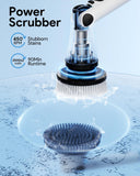 Leebein Electric Spin Scrubber, Electric Cleaning Brush with 8 Replaceable Brush Heads & Extra Toilet Brush, Adjustable & Detachable Long Handle, Cordless Spin Scrubber for Bathroom, Tub, Tile, Toilet