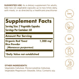 SOLGAR Red Yeast Rice 600 mg - 120 Vegetable Capsules - Non-GMO, Vegan, Gluten & Dairy Free, Kosher - 60 Servings