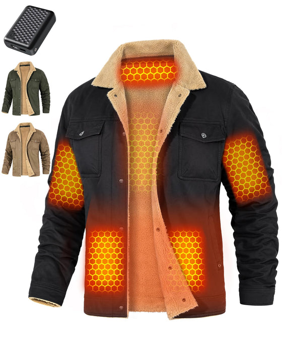 Men Heated Jacket Battery Pack Included Casual Fleece Lined Guy Christmas Xmas Birthday Gift Ideas Best Older Elderly Friend Coworker Unique Retirement Retired Appreciation Co Worker Adult