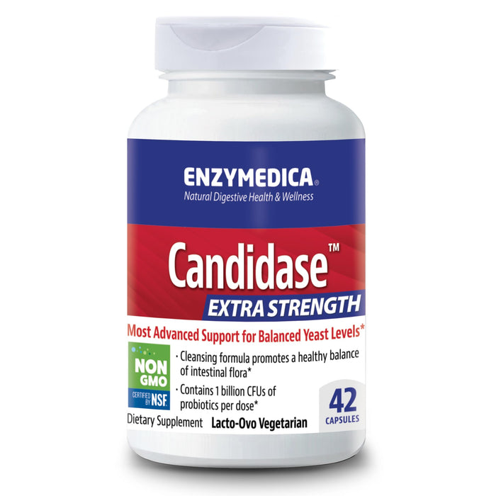 Enzymedica, Candidase Extra Strength, Candida Supplement, Enzymes+Probiotics to Support Balanced Yeast Levels & Gut Health, Vegetarian, 42 Count (FFP)