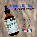 Slippery Elm Bark 4 fl oz Liquid Extract - Gut Health, Respiratory & Immune Support - Ulmus Rubra Tincture - Natural Herbal Drops for Man & Woman - Family Size - High Potency - 90-Day Supply