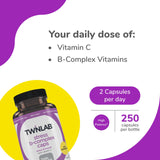 Twinlab Stress B-Complex Caps - Energy Support Supplement with Vitamin B12 and B6-250 Capsules