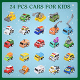 Christmas Advent Calendar 2024 for Boys, 24 Days Countdown Calendar with Cute Pull-Back Cars Vehicles, Holiday Gift for Kids, Christmas Countdown Calendars for Kids Boys Toddlers