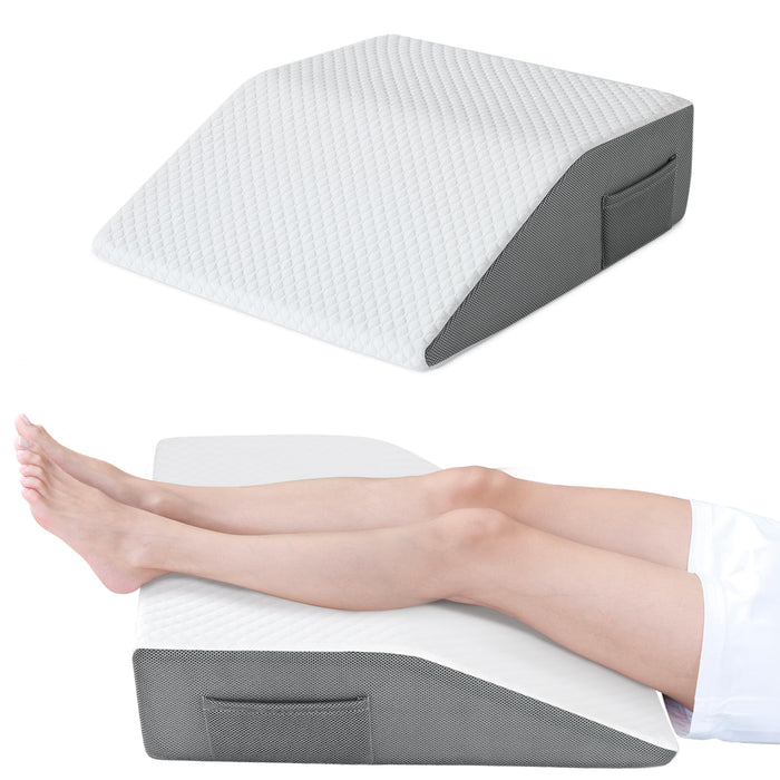 Cozymaker 6" Leg Elevation Pillows for Swelling, Cooling Gel Memory Foam Wedge Pillows for After Surgery, Sciatica Back Knee Hip Ankles Pain Relief, Leg Pillows for Sleeping