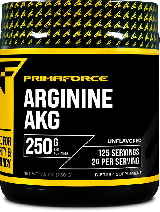 PrimaForce AAKG Arginine Powder, 250 grams (L-Arginine and Alpha-Ketoglutarate Acid) Premium Workout Supplement, Non-GMO, Vegan, Gluten Free