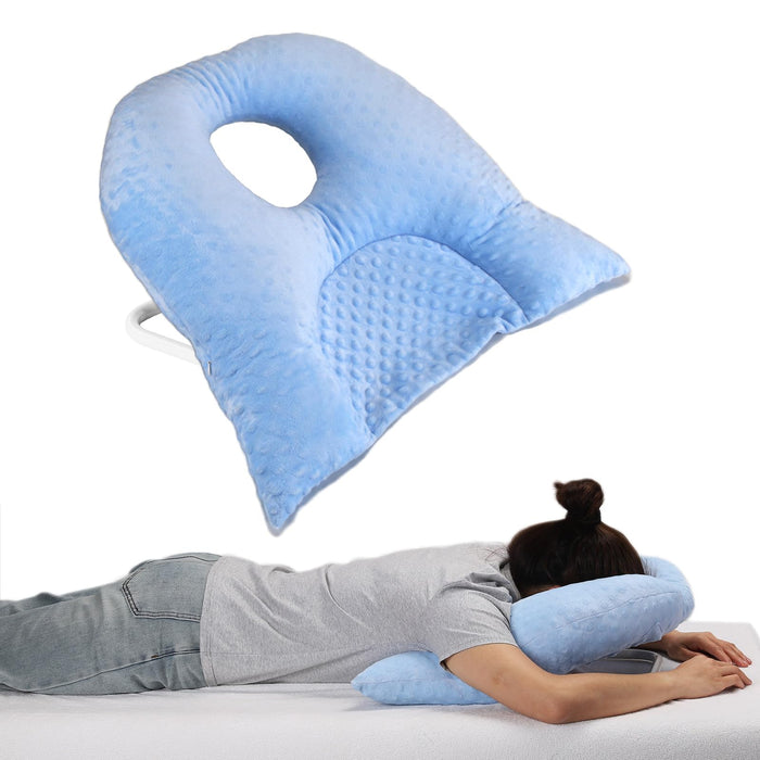 Beatvive Face Down Pillow for Sleeping, Prone Pillow for Vitrectomy or Retinal Surgery, Adjustable Height Prone Face Down Sleep, Retina Lying Eye Surgery Recovery (Dot-Light Blue)