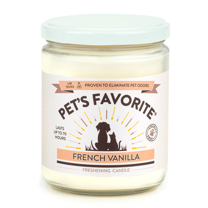 Pet's Favorite - Tested & Proven - Odor Eliminating Candle, Pet-Friendly Scented Candle, in 7 Great Fragrances – 70-Hour Burn Time, Cotton Wick (French Vanilla, Pack of 1)