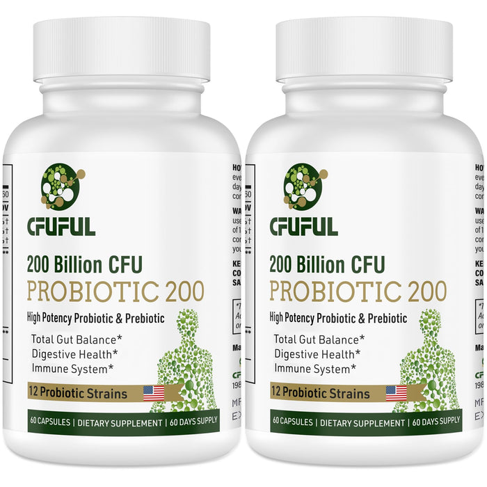 Probiotics for Women and Men - 200 Billion CFU 12 Strains Probiotic for Digestive Immune & Gut Health, with Organic Prebiotic Shelf Stable Probiotic Supplement for Bloating 120 Capsules