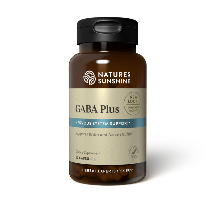 Nature's Sunshine GABA Plus, 60 Capsules, Kosher | Brain Health and Nervous System Support to Help Find A Sense of Relaxation and Peace