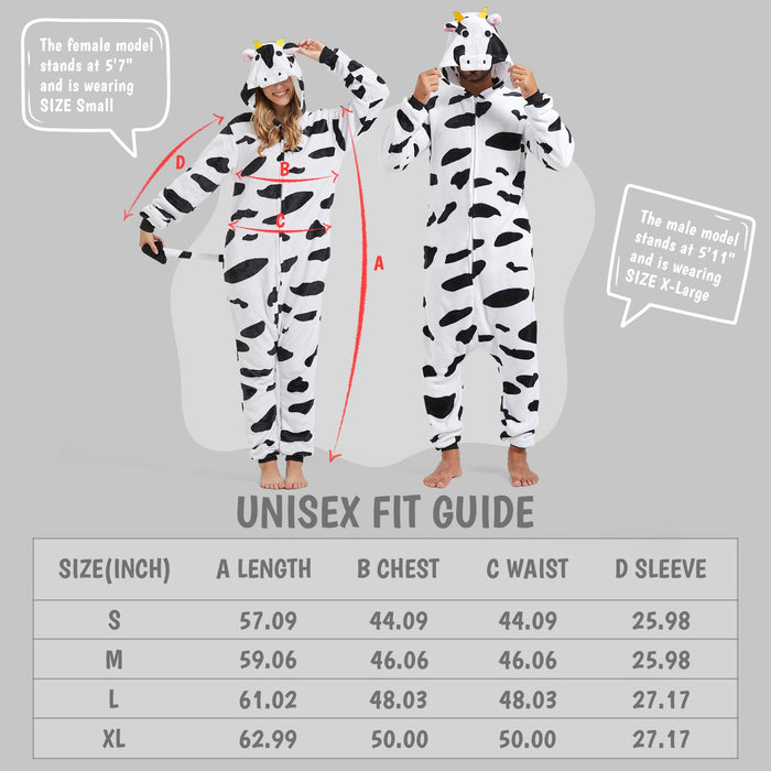 SISKIN Cow Onesie Adult - Cow Halloween Costumes for Women Men Couples Halloween Pajamas Cosplay Animal Onesies XL