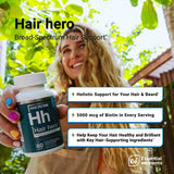 Essential Elements Hair Hero - Broad-Spectrum Hair Formula - Healthy Hair, Skin, and Nails - 5000 mcg Biotin 30 Day Supply (2-Pack)