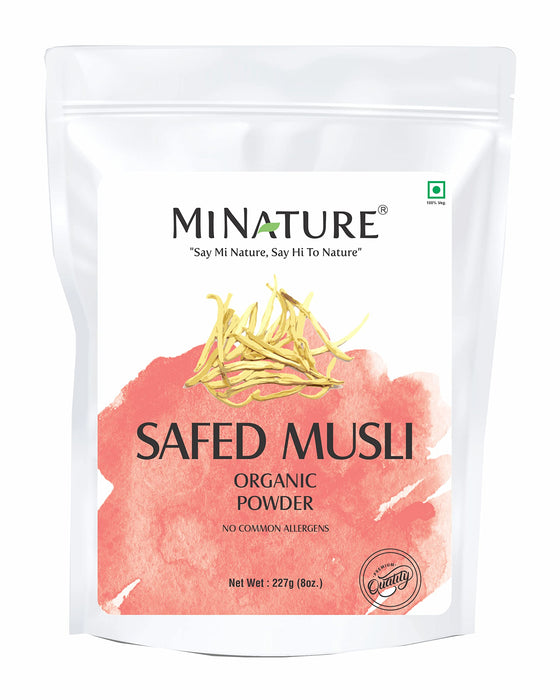 Safed Musli Powder (Chlorphytum Borivillianum) by mi Nature USDA Organic | 227g (8 oz) (1/2 lb) | Herb for Vigour and Vitality | Promotes Healthy reproductive System Functions|