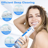 Water Dental Pik Flosser,Grinest 7 Modes Rechargeable Water Dental Pick for Teeth Cleaning Cordless Oral Irrigator Portable IPX7 Waterproof Tooth flossers for Home Travel-White