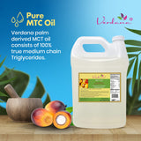 Verdana MCT Oil –Palm Kernel Derived– Kosher Food Grade – Vegan – Non GMO– Used for Keto, Paleo, Sports Nutrition, Aromatherapy, Massage – (1 Gallon)