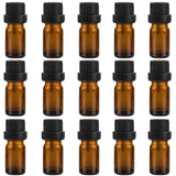 BOSMIOW 15Pcs 5ml Amber Glass Essential Oil Bottle with Orifice Reducer and Black Screw Cap,Empty Refillable Travel Sample Glass Container,Aromatherapy Storage Vials,DIY Supplies Tool Accessories