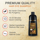 KINGMING Hair Dye Shampoo 3 in 1 for Gray Hair, Hair Color Shampoo for Women Men Grey Hair Coverage, Herbal Ingredients Champu Con Tinte Para Canas 500ml (Chestnut Brown)