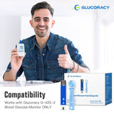 Glucoracy G-425-2 Blood Glucose Test Strips, 100 Counts Test Strips for Diabetes + 100 Counts Blood Lancets, Only for Glucoracy G-425-2 Meter Kit